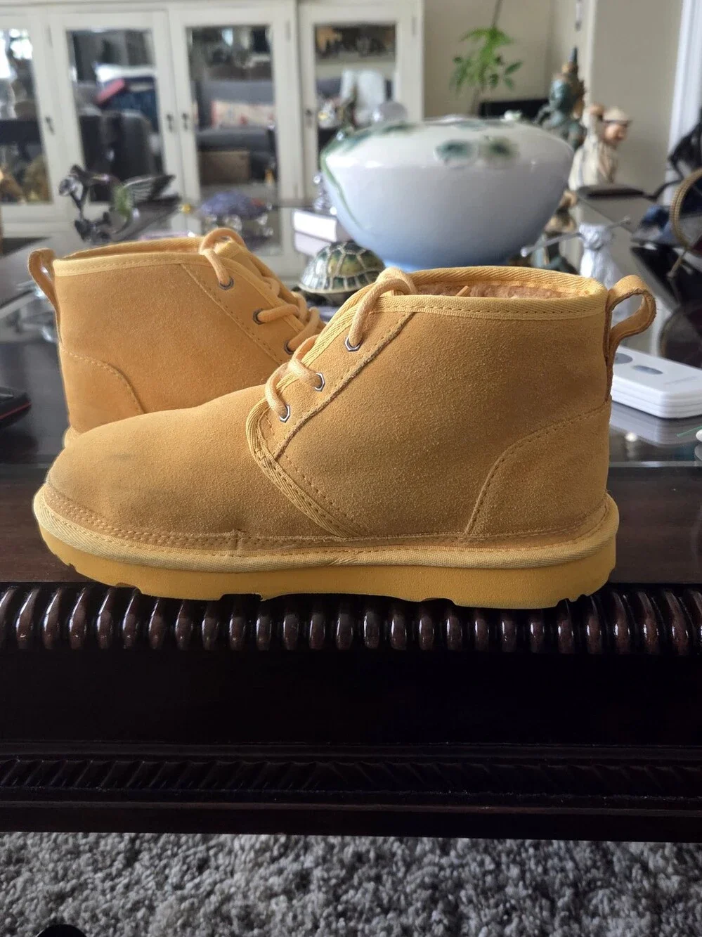 UGG Kids Yellow Suede With Sheepskin Lined  Chukka Boots